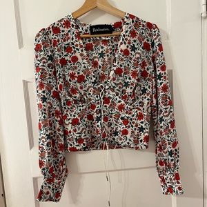 Realisation Par Bennie Top in White Batik Floral Small